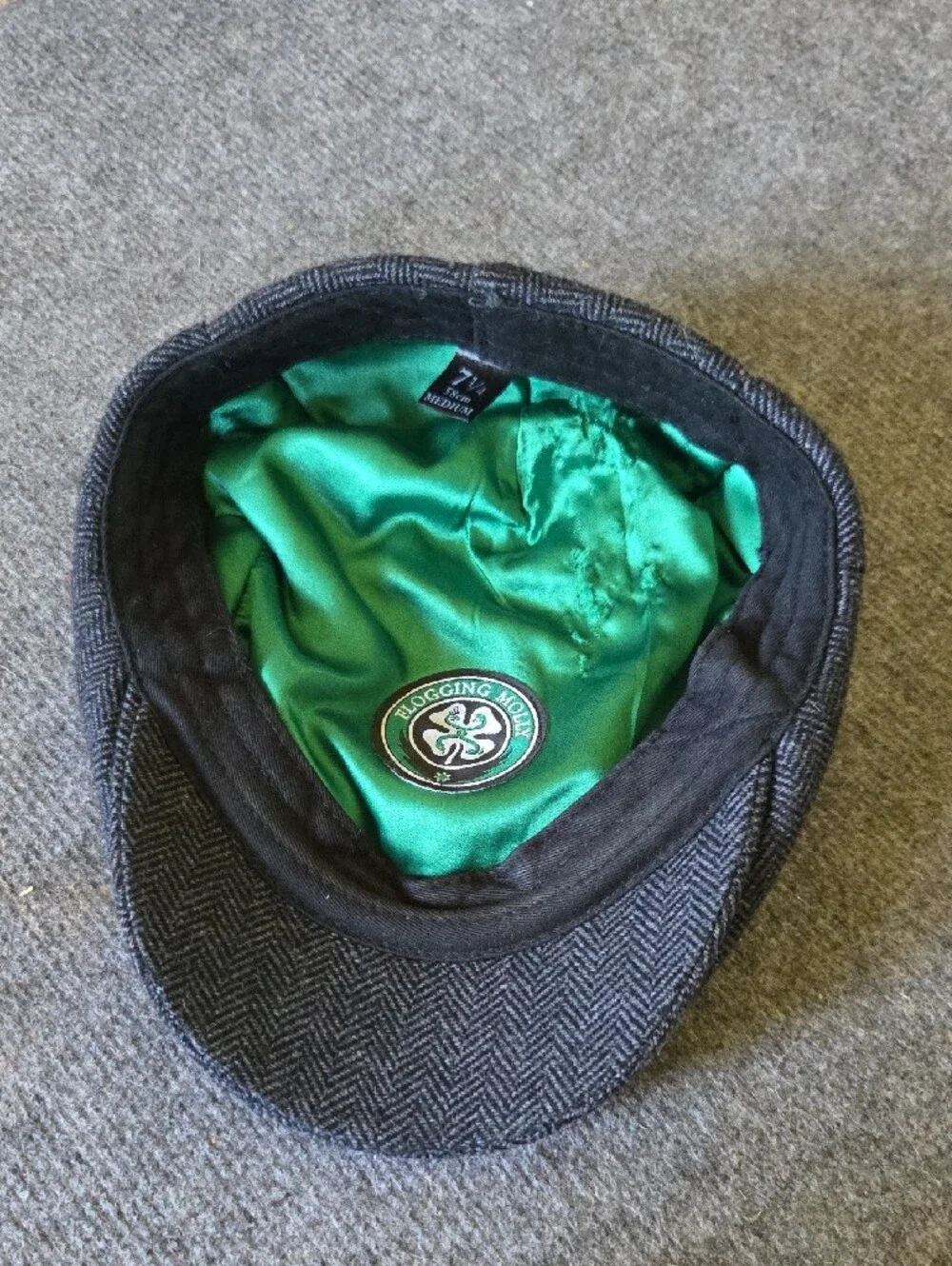Flogging Molly Classic Herringbone Flat Cap - Charcoal Gray. Medium